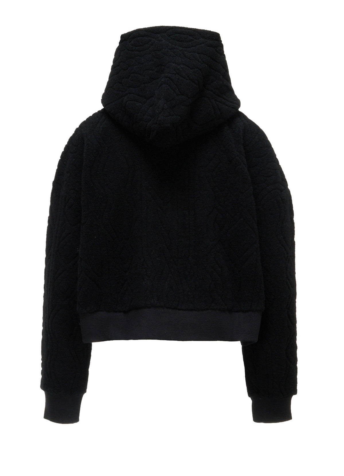 CABLE PILE JACQUARD CROPPED HOODIE