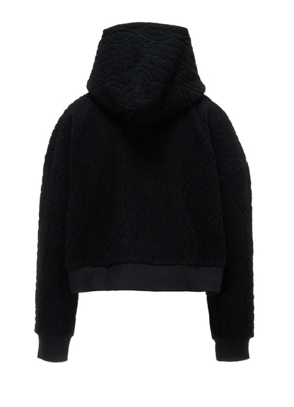CABLE PILE JACQUARD CROPPED HOODIE