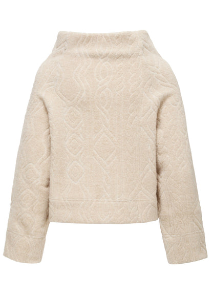 CABLE PILE JACQUARD MID LENGTH RAGLAN T-SHIRTS