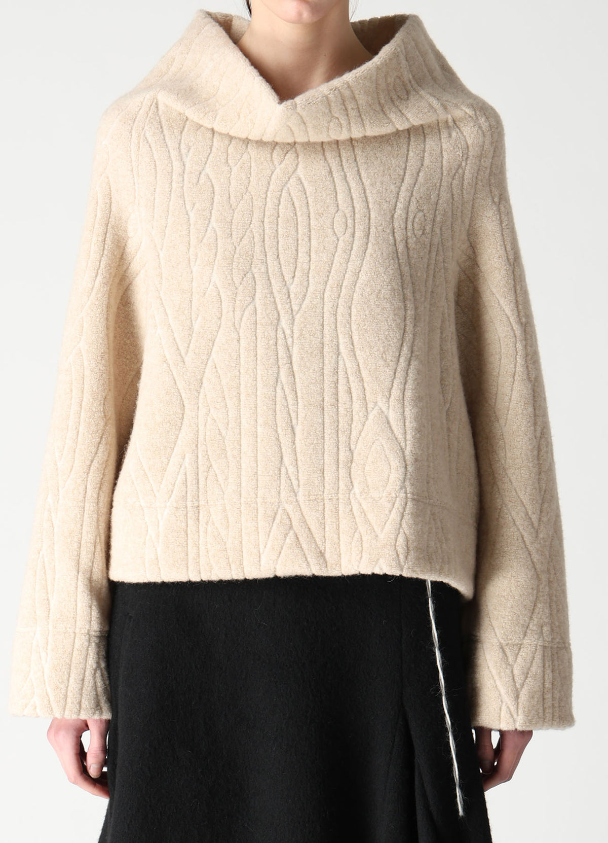 CABLE PILE JACQUARD MID LENGTH RAGLAN T-SHIRTS