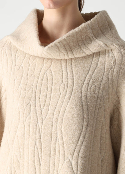 CABLE PILE JACQUARD MID LENGTH RAGLAN T-SHIRTS