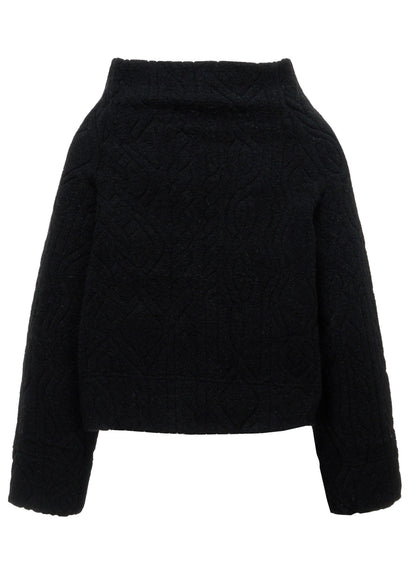 CABLE PILE JACQUARD MID LENGTH RAGLAN T-SHIRTS