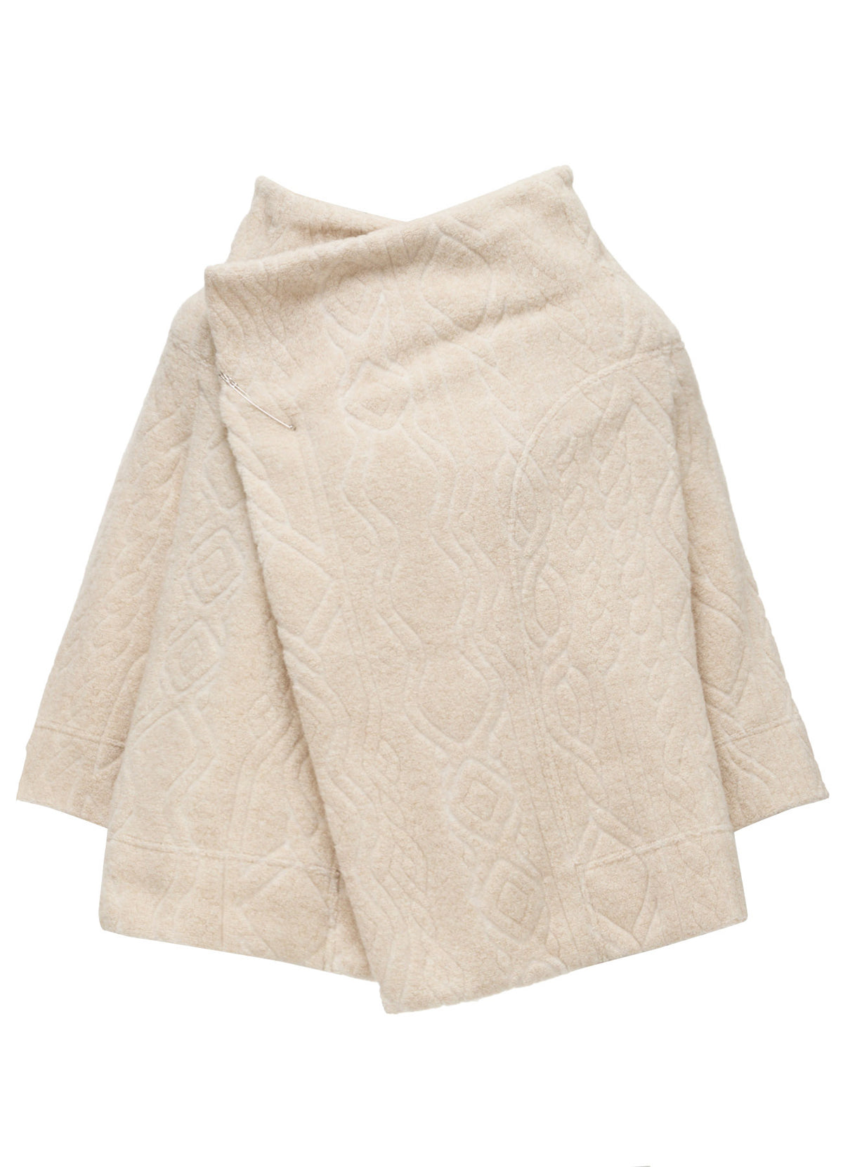 CABLE PILE JACQUARD 3/4 SLEEVE RAGLAN CARDIGAN