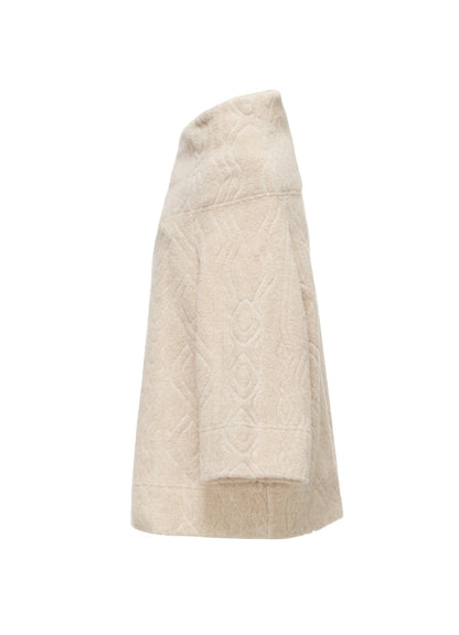 CABLE PILE JACQUARD 3/4 SLEEVE RAGLAN CARDIGAN