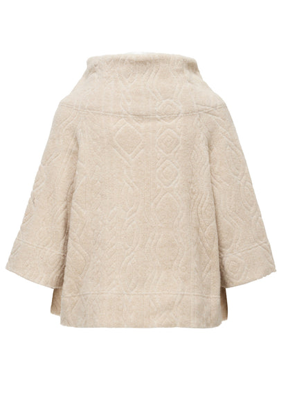CABLE PILE JACQUARD 3/4 SLEEVE RAGLAN CARDIGAN