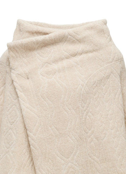 CABLE PILE JACQUARD 3/4 SLEEVE RAGLAN CARDIGAN