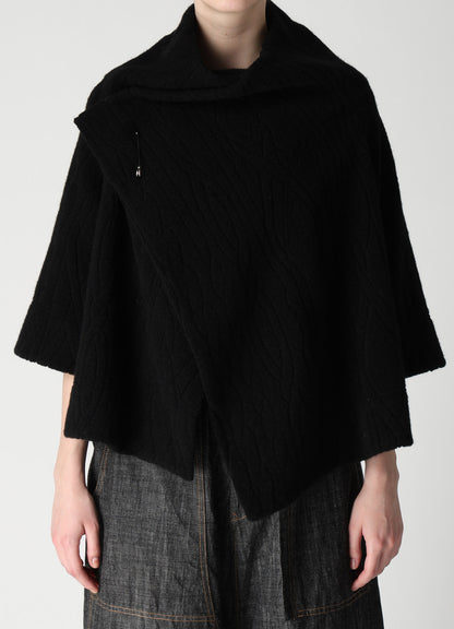 CABLE PILE JACQUARD 3/4 SLEEVE RAGLAN CARDIGAN