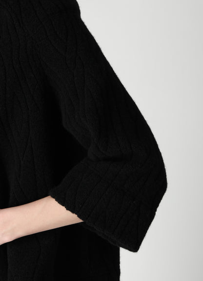 CABLE PILE JACQUARD 3/4 SLEEVE RAGLAN CARDIGAN