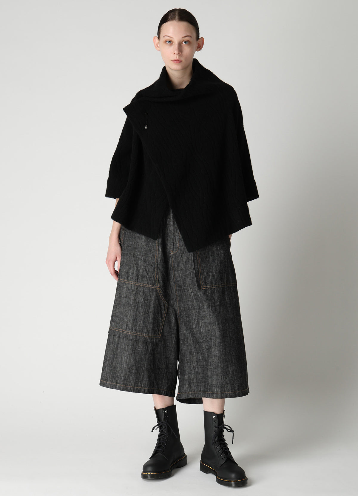 CABLE PILE JACQUARD 3/4 SLEEVE RAGLAN CARDIGAN