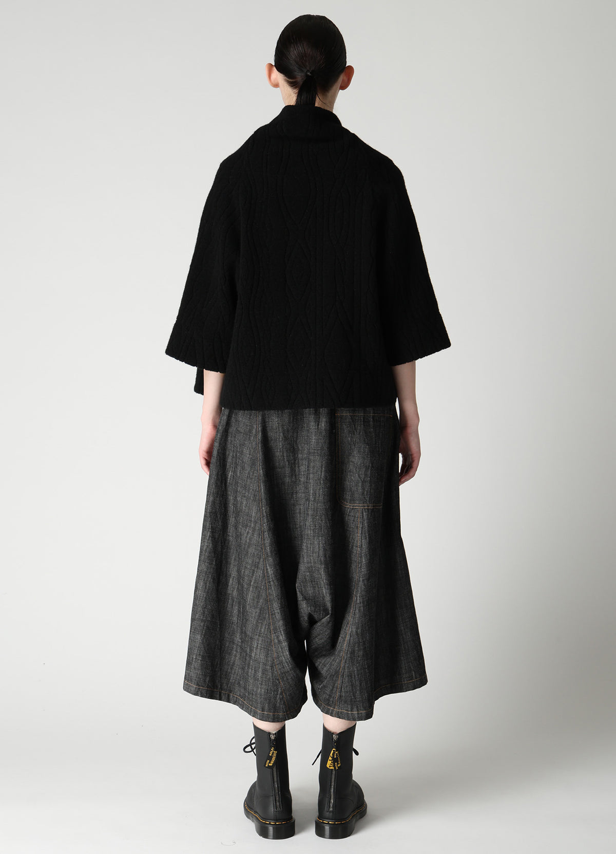 CABLE PILE JACQUARD 3/4 SLEEVE RAGLAN CARDIGAN