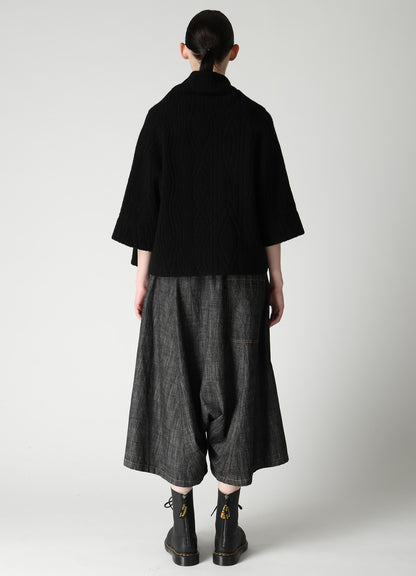 CABLE PILE JACQUARD 3/4 SLEEVE RAGLAN CARDIGAN