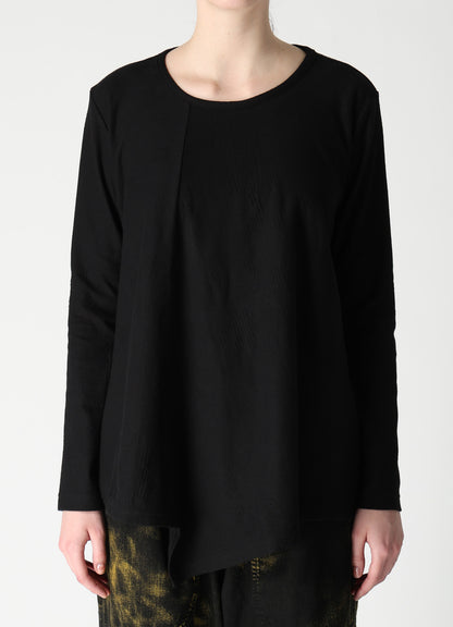 COTTON JACQUARD FLARE LONG SLEEVE T-SHIRT