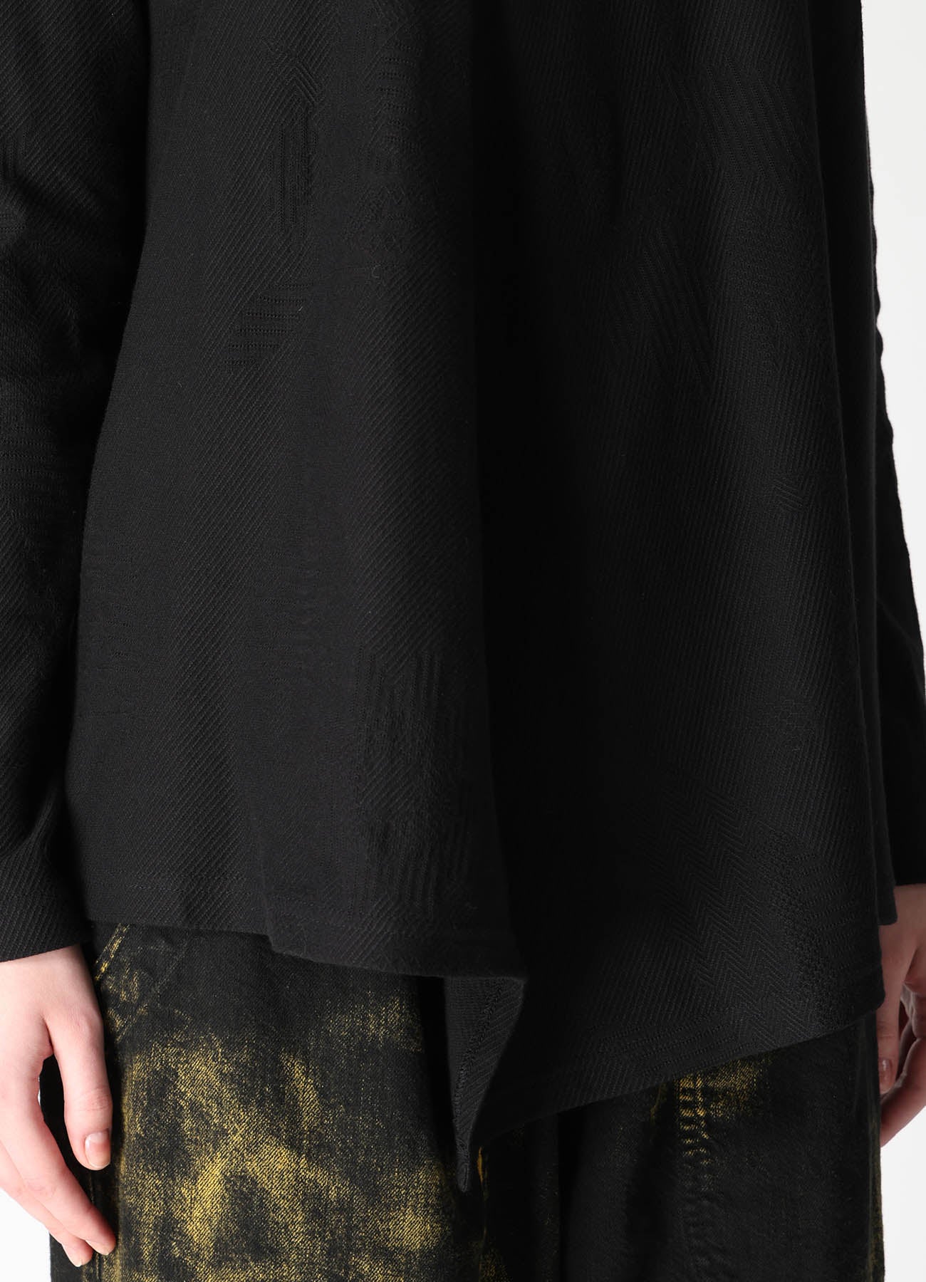 COTTON JACQUARD FLARE LONG SLEEVE T-SHIRT