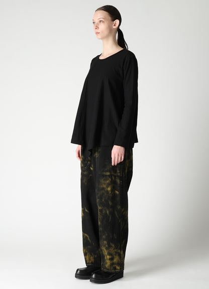 COTTON JACQUARD FLARE LONG SLEEVE T-SHIRT