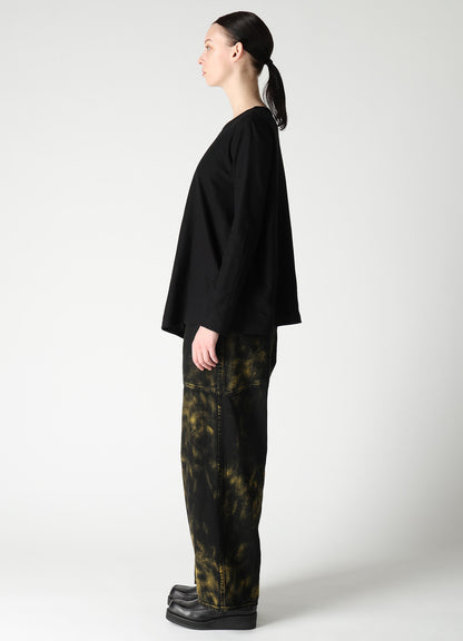 COTTON JACQUARD FLARE LONG SLEEVE T-SHIRT
