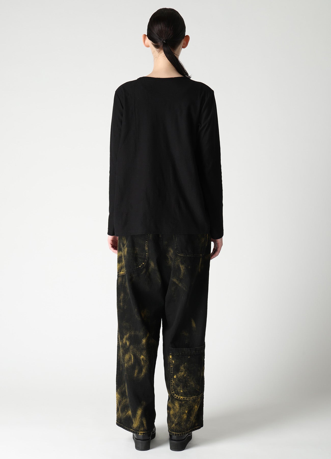 COTTON JACQUARD FLARE LONG SLEEVE T-SHIRT