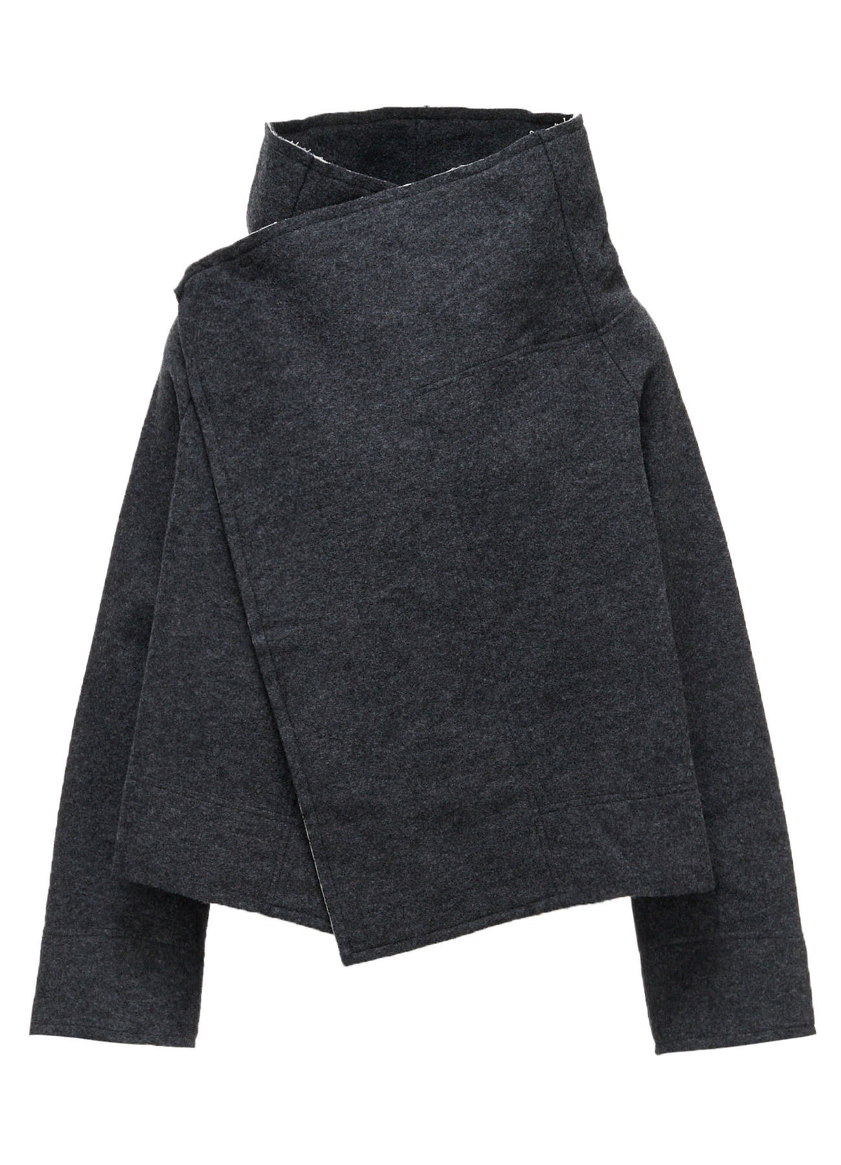 COMPRESSED PILE ASYMMETERIC RAGLAN JACKET
