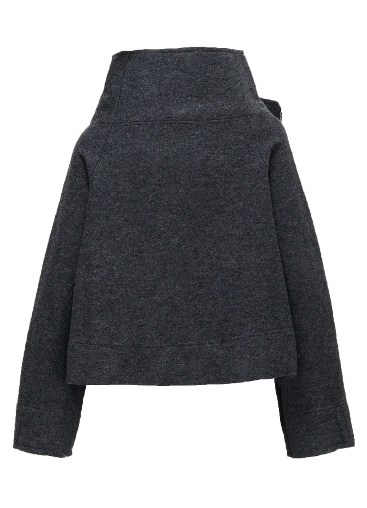 COMPRESSED PILE ASYMMETERIC RAGLAN JACKET