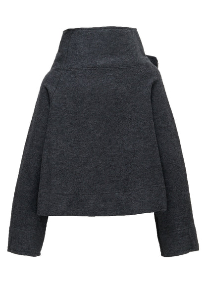 COMPRESSED PILE ASYMMETERIC RAGLAN JACKET