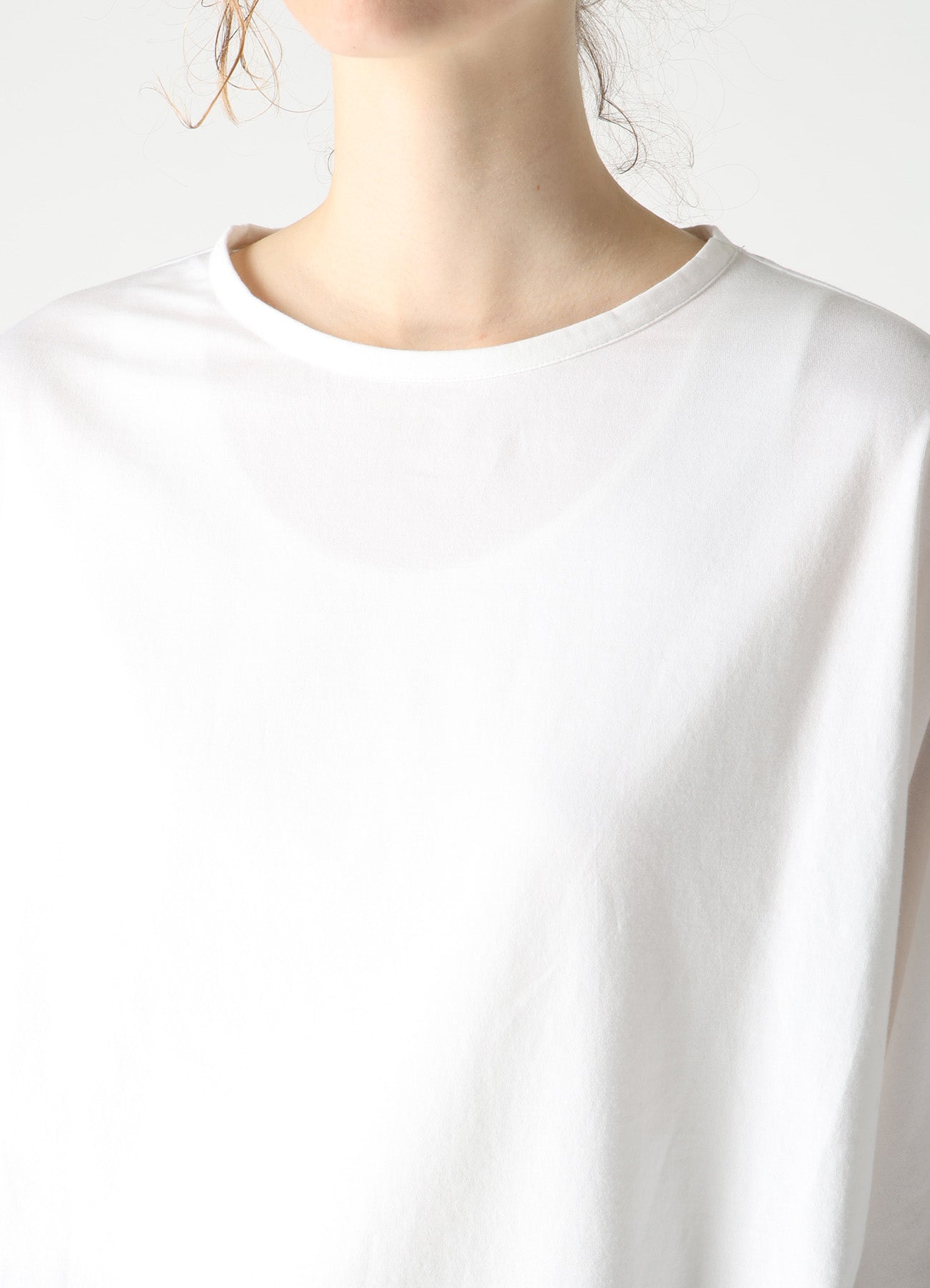 COTTON JERSEY X TA/PE DE CHINE ROUND NECK CUFFS T-SHIRTS