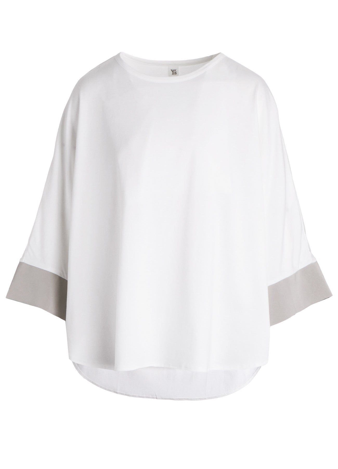 COTTON JERSEY X TA/PE DE CHINE ROUND NECK CUFFS T-SHIRTS