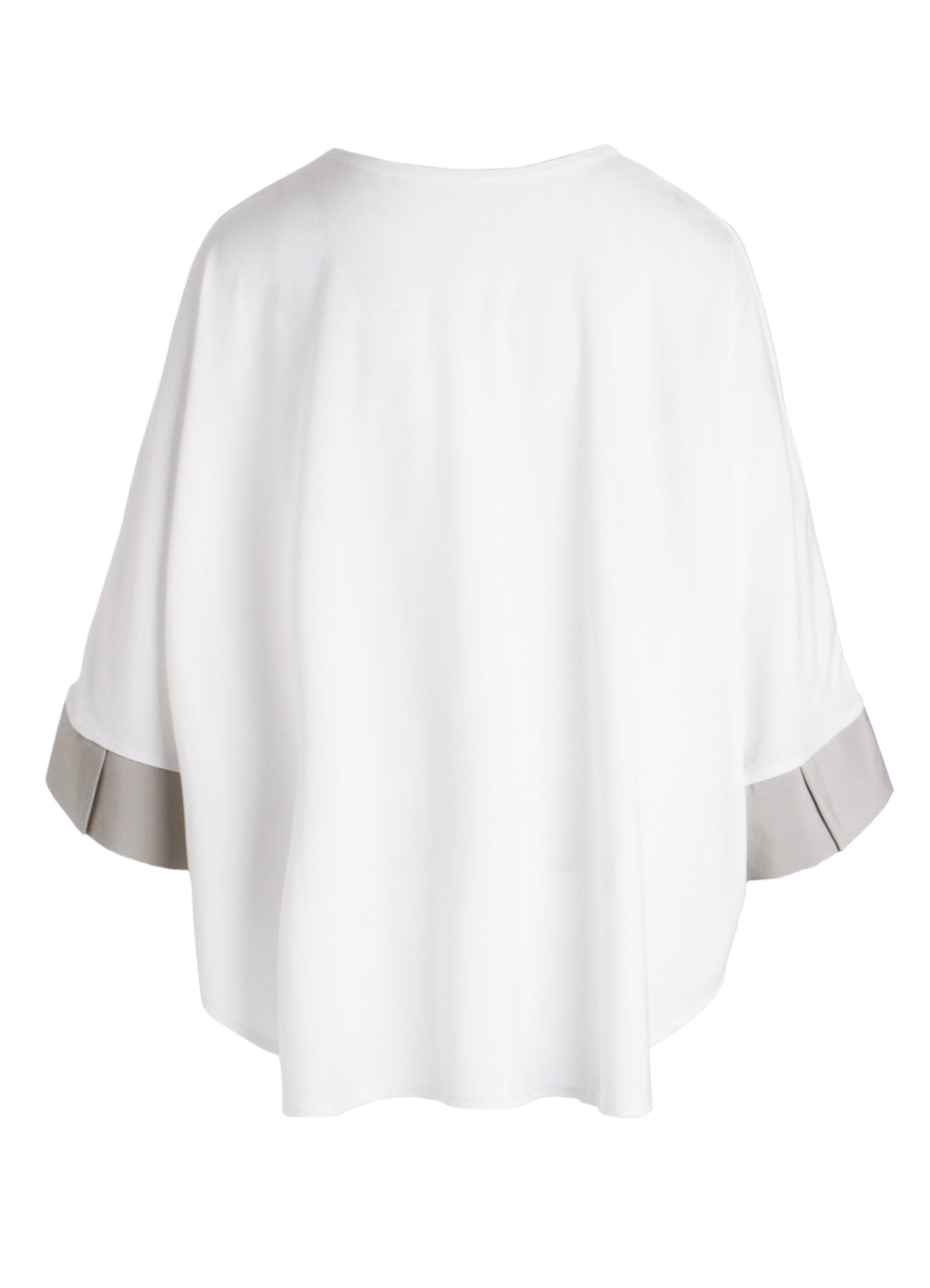 COTTON JERSEY X TA/PE DE CHINE ROUND NECK CUFFS T-SHIRTS