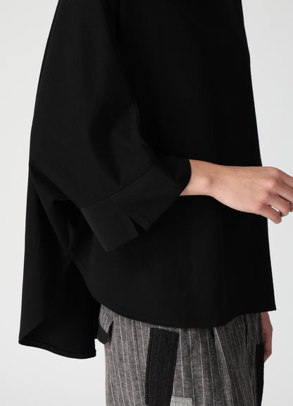 COTTON JERSEY X TA/PE DE CHINE ROUND NECK CUFFS T-SHIRTS
