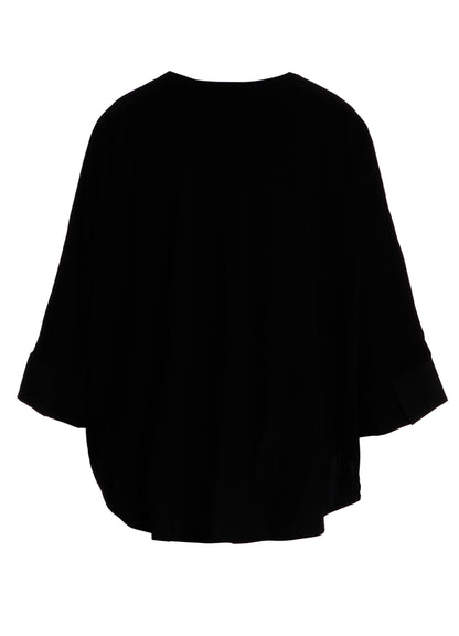 COTTON JERSEY X TA/PE DE CHINE ROUND NECK CUFFS T-SHIRTS