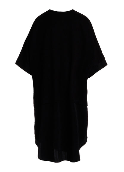 COTTON JERSEY X TA/PE DE CHINE ROUND NECK DRESS
