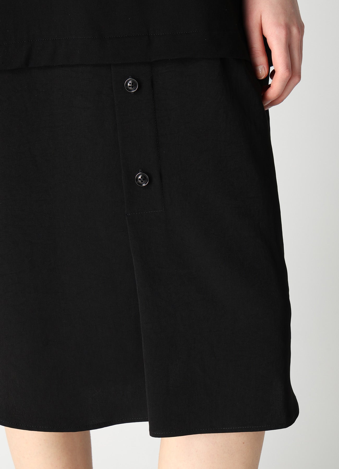 COTTON JERSEY X TA/PE DE CHINE ROUND NECK DRESS