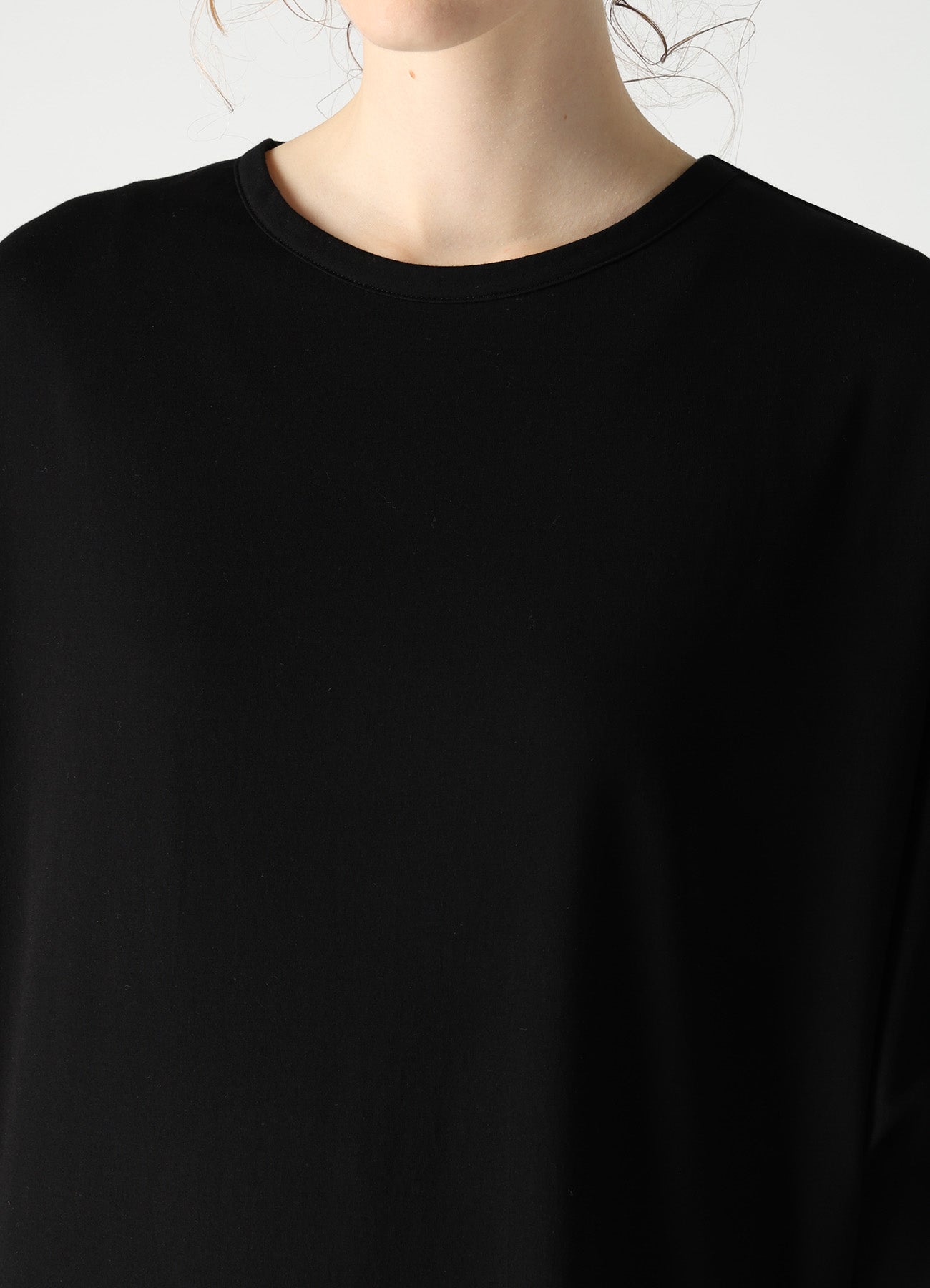 COTTON JERSEY X TA/PE DE CHINE ROUND NECK DRESS