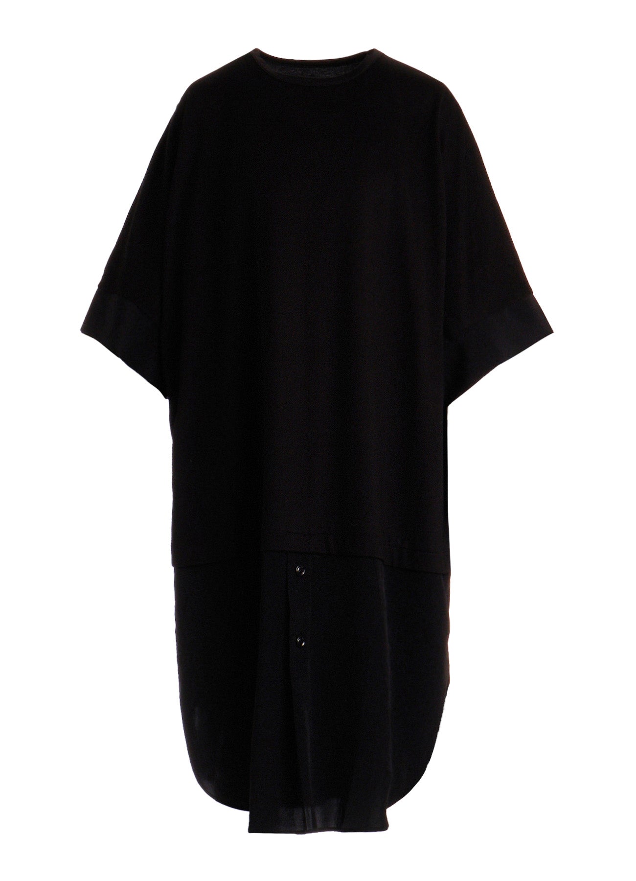 COTTON JERSEY X TA/PE DE CHINE ROUND NECK DRESS