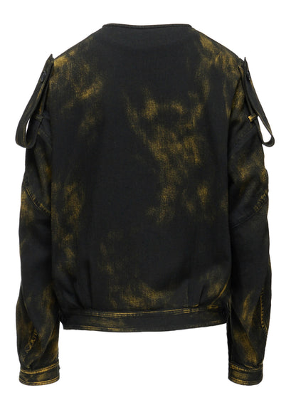 8OZ DENIM BLEACHED OVERDYE COLLAR LESS BLOUSON