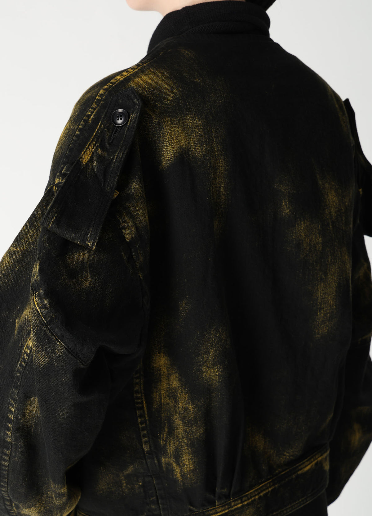 8OZ DENIM BLEACHED OVERDYE COLLAR LESS BLOUSON
