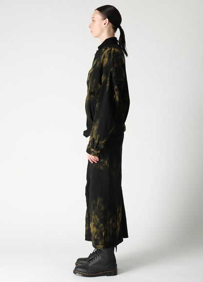8OZ DENIM BLEACHED OVERDYE COLLAR LESS BLOUSON