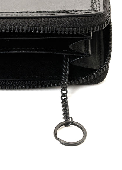SEMI MATTE LEATHER RANDOM STITCH MINI WALLET