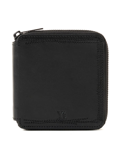 SEMI MATTE LEATHER RANDOM STITCH TRI-FOLD WALLET