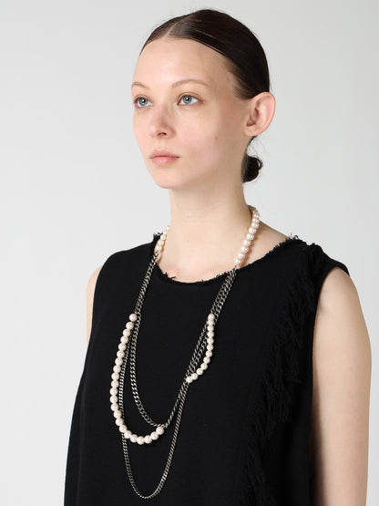 PEARL AND CHAIN LONG NECKLACE
