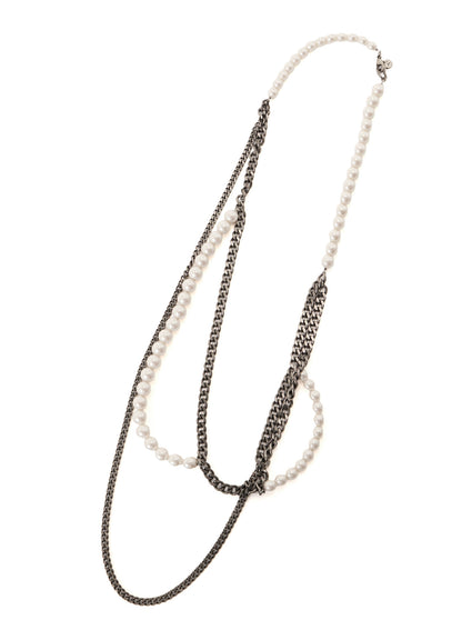 PEARL AND CHAIN LONG NECKLACE