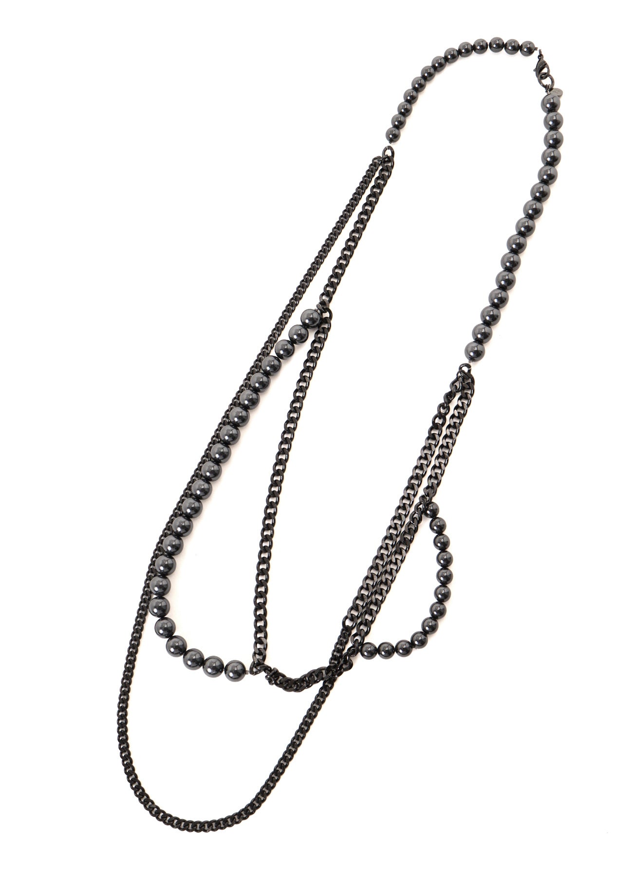 PEARL AND CHAIN LONG NECKLACE