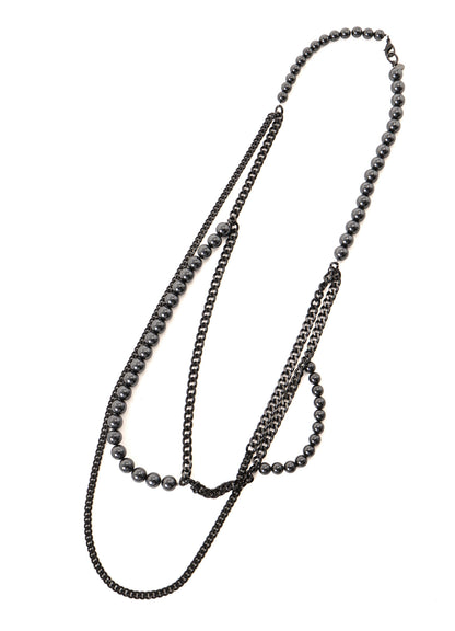 PEARL AND CHAIN LONG NECKLACE