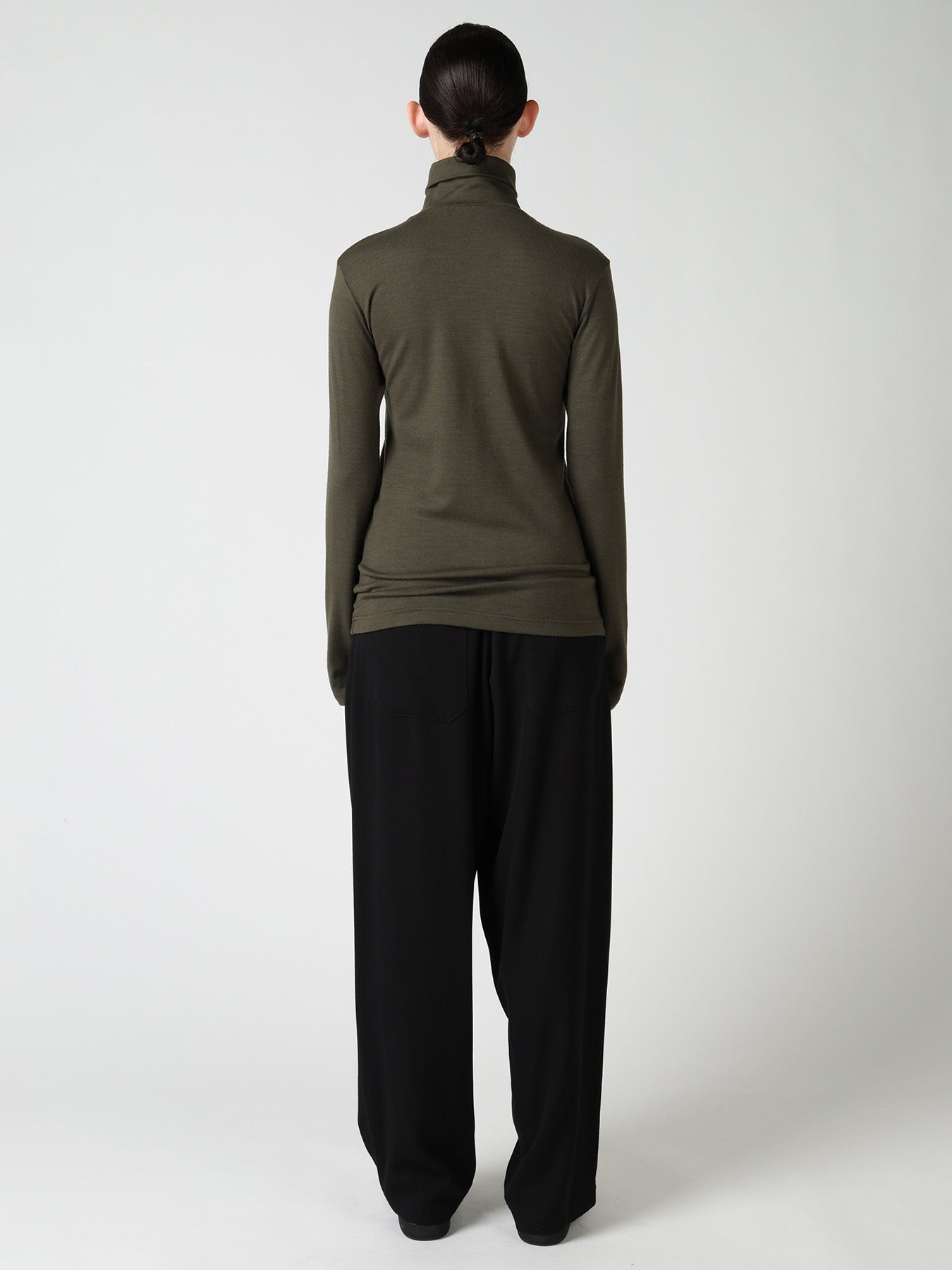 WOOL MILLED WASHABLE JERSEY HIGH NECK PULLOVER