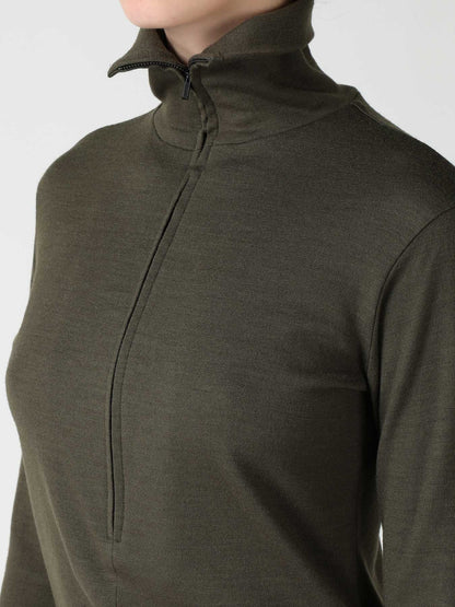 WOOL MILLED WASHABLE JERSEY HIGH NECK PULLOVER