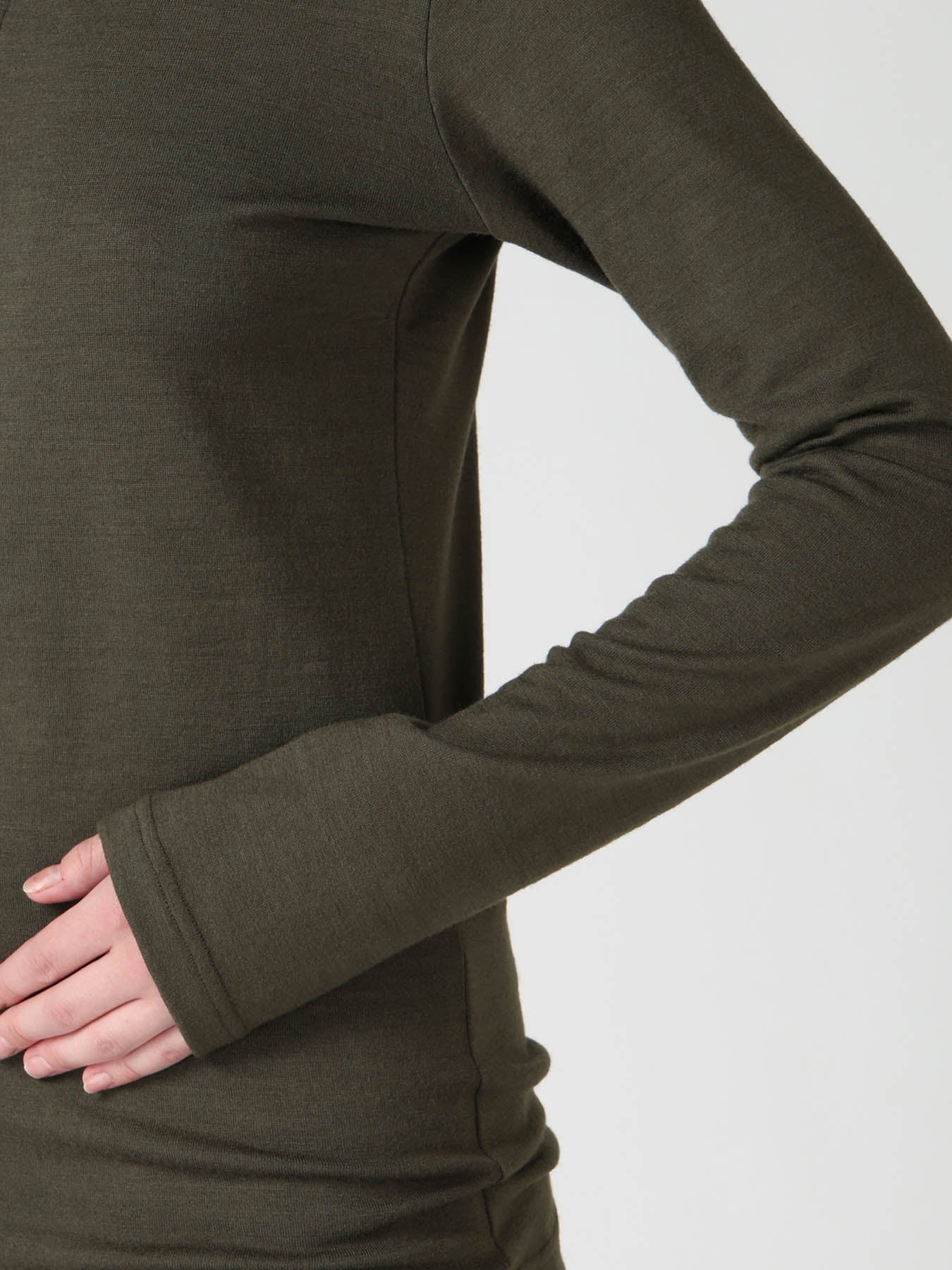 WOOL MILLED WASHABLE JERSEY HIGH NECK PULLOVER