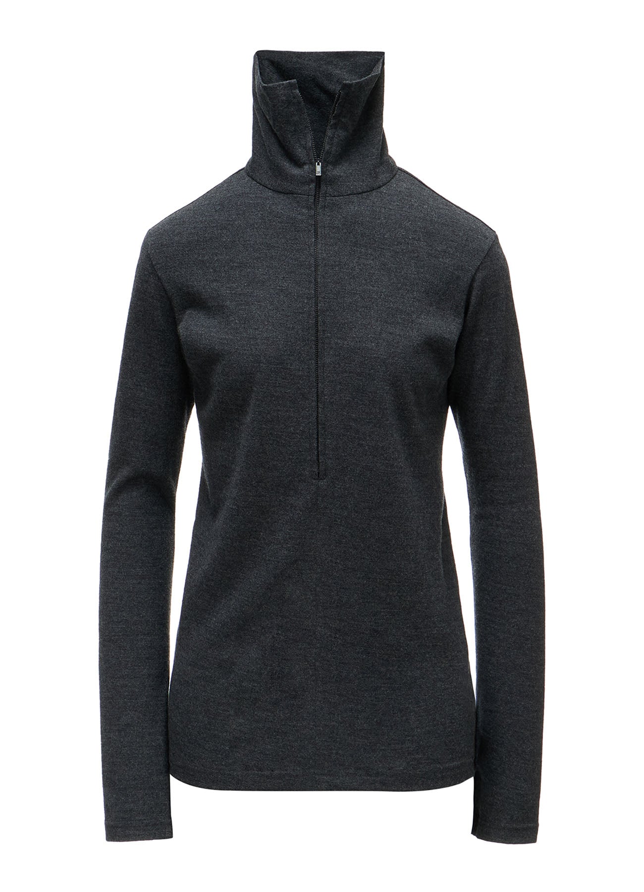 WOOL MILLED WASHABLE JERSEY HIGH NECK PULLOVER