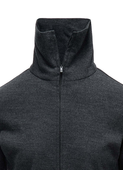 WOOL MILLED WASHABLE JERSEY HIGH NECK PULLOVER