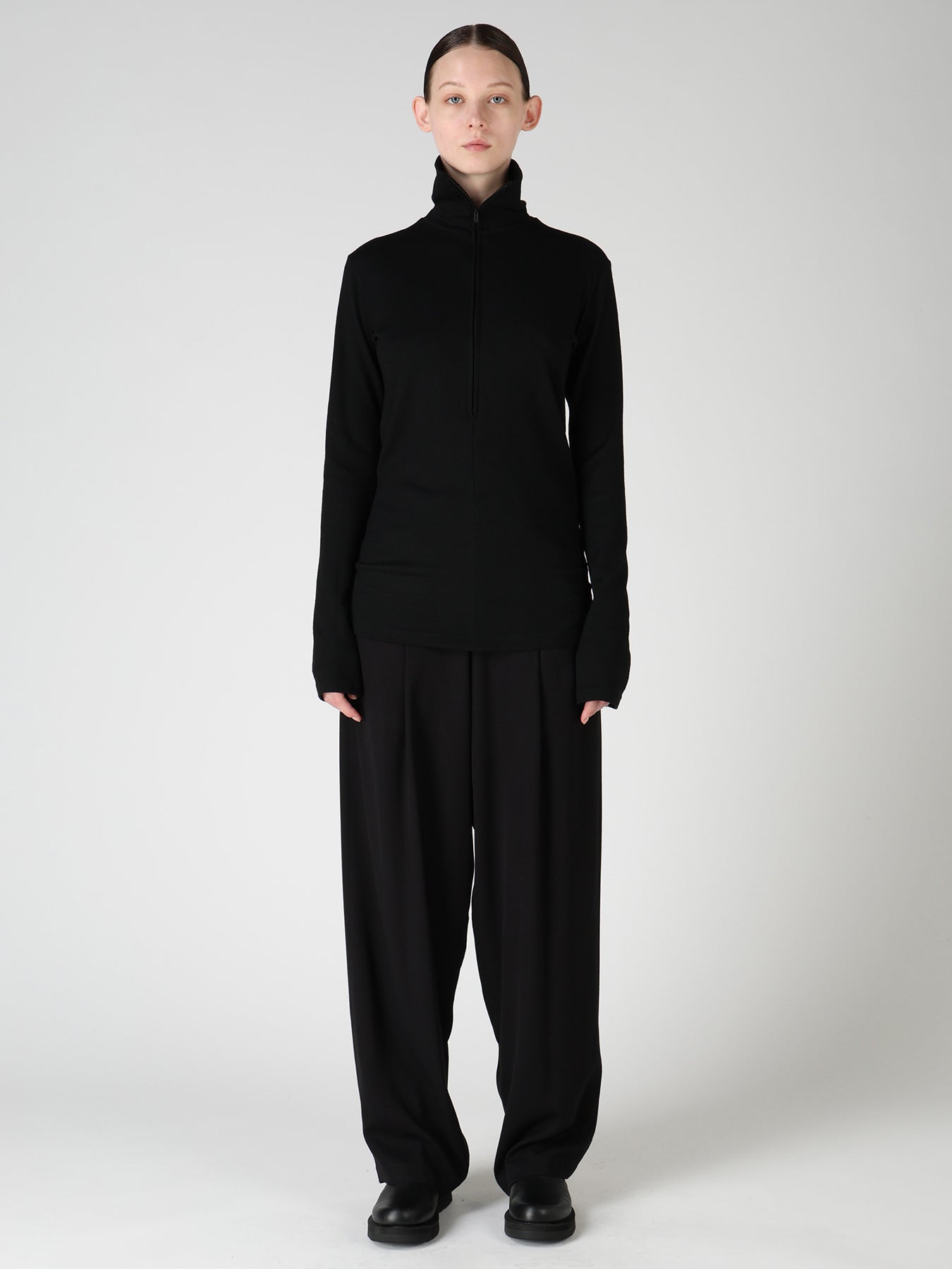 WOOL MILLED WASHABLE JERSEY HIGH NECK PULLOVER – THE SHOP YOHJI