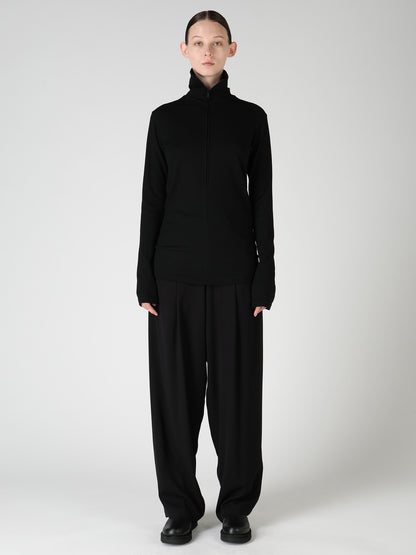 WOOL MILLED WASHABLE JERSEY HIGH NECK PULLOVER