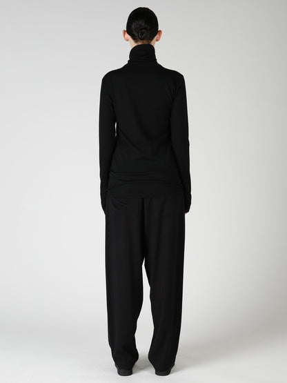 WOOL MILLED WASHABLE JERSEY HIGH NECK PULLOVER