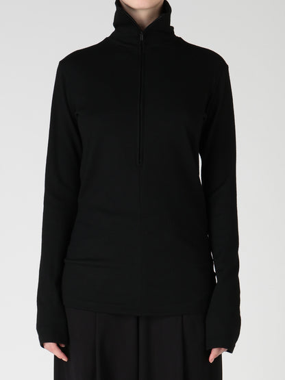 WOOL MILLED WASHABLE JERSEY HIGH NECK PULLOVER